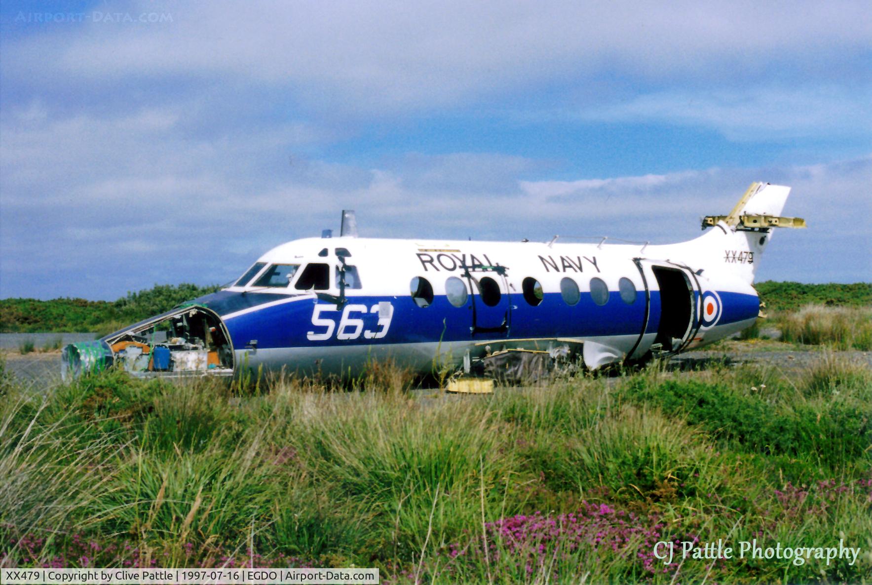 XX479, 1969 Scottish Aviation HP-137 Jetstream T.2 C/N 259, Scanned from print. ex RN Jetstream XX479 at the fire training area at RNAS Predannack, Cornwall (EGDO) in Jul '97