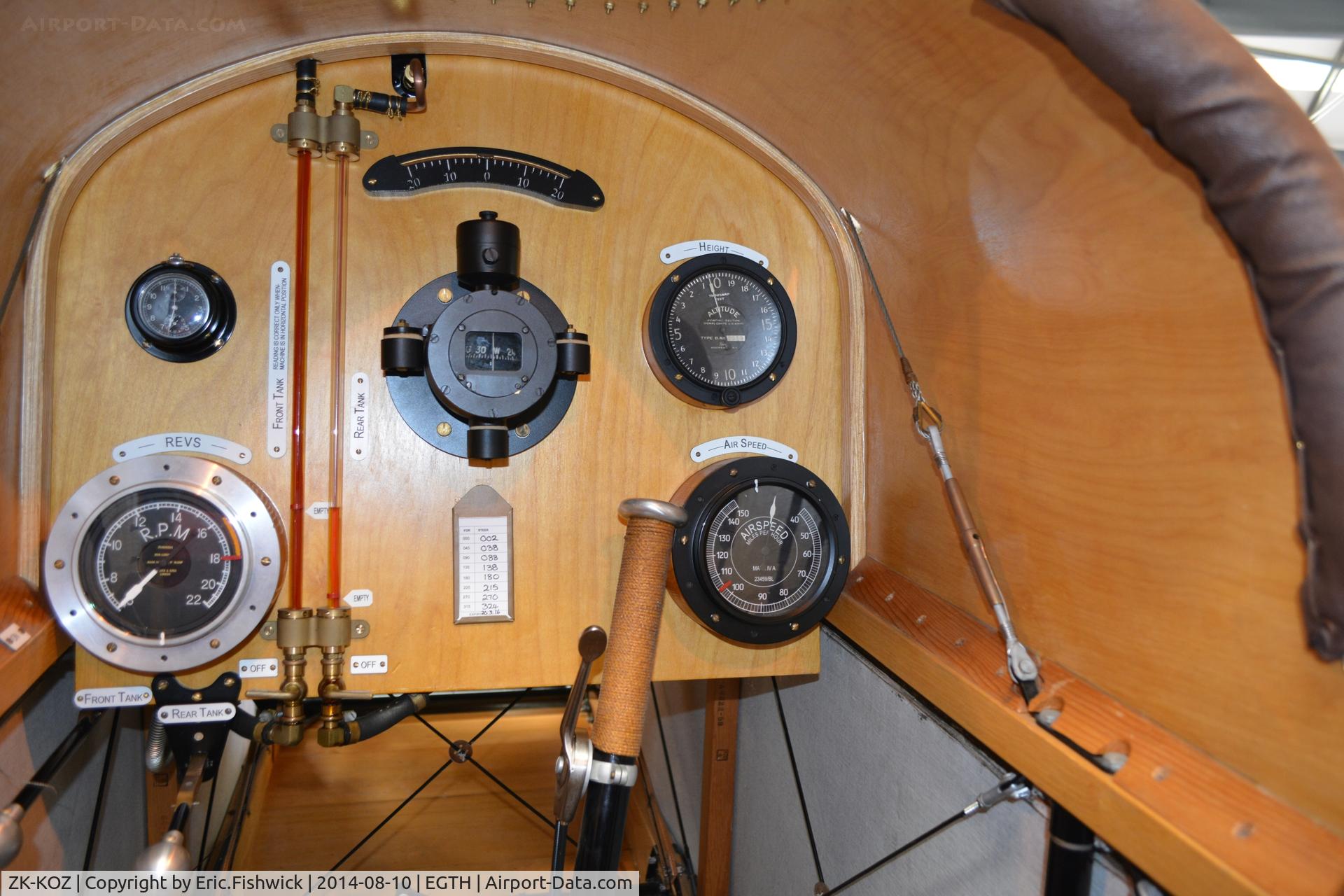 ZK-KOZ, 2014 Royal Aircraft Factory BE-2e Replica C/N 752, 4. A2767 - Cockpit.