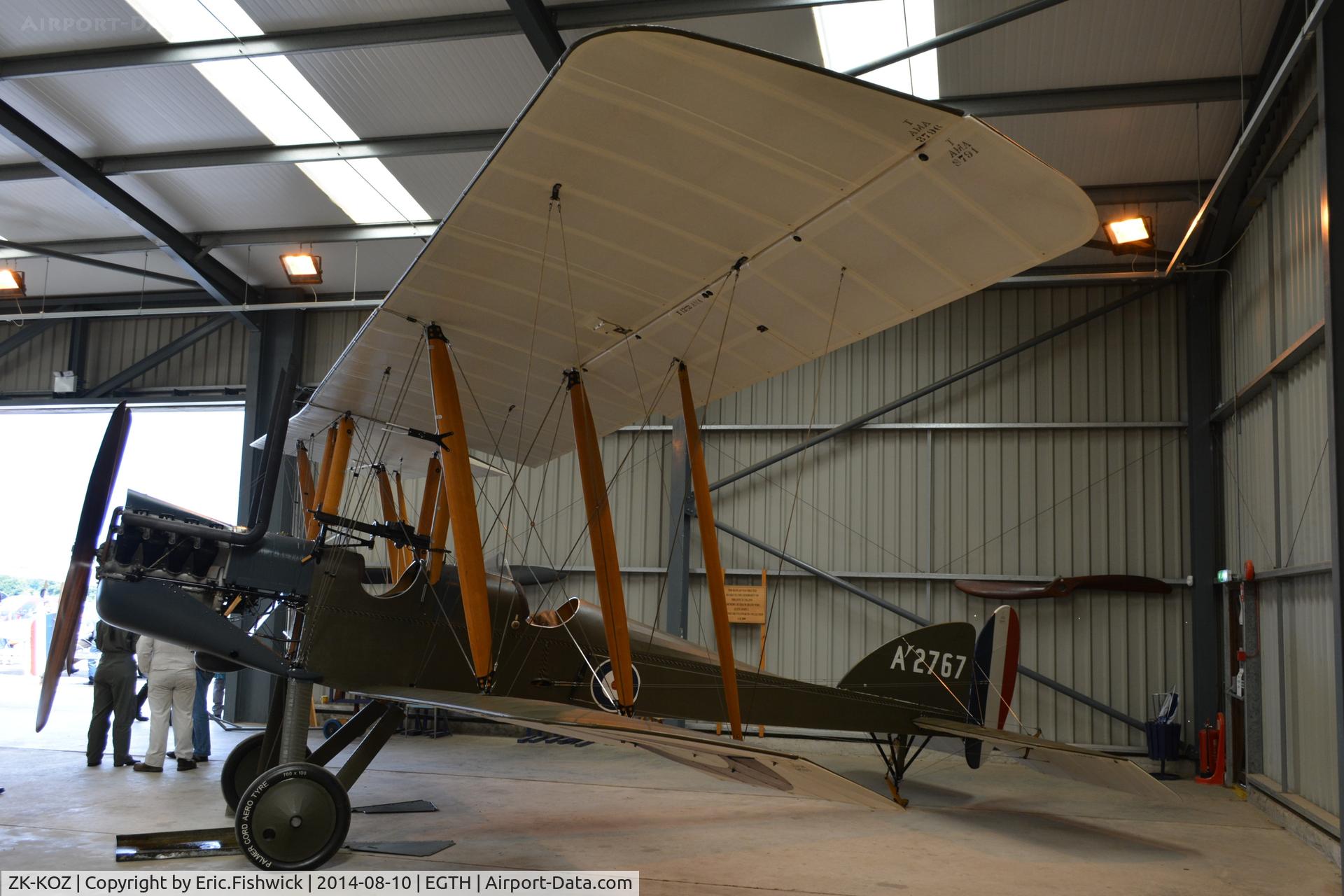 ZK-KOZ, 2014 Royal Aircraft Factory BE-2e Replica C/N 752, 1. ZK-KOZ (A'2767)at Shuttleworth WWI Commemoration Airshow, Aug14.