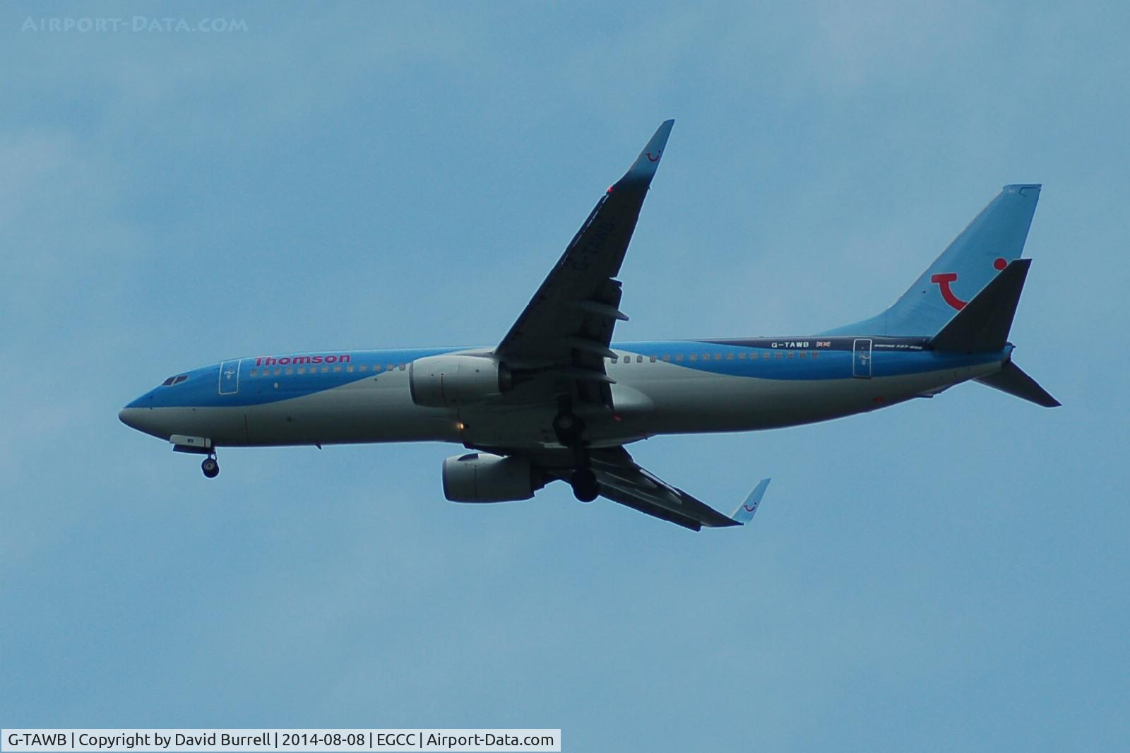 G-TAWB, 2012 Boeing 737-8K5 C/N 37242, Thomson Boeing 737-8KS G-TAWB on approach to Manchester Airport.