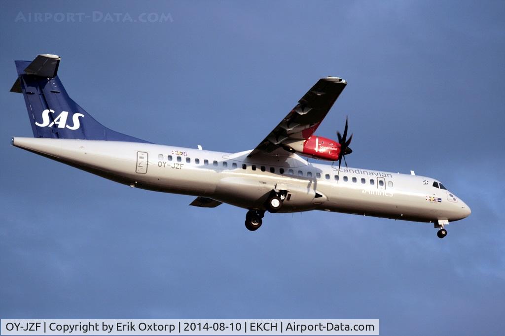 OY-JZF, 2014 ATR 72-212A C/N 1165, First day of operation. OY-JZF arriving from HAM on rw 22L