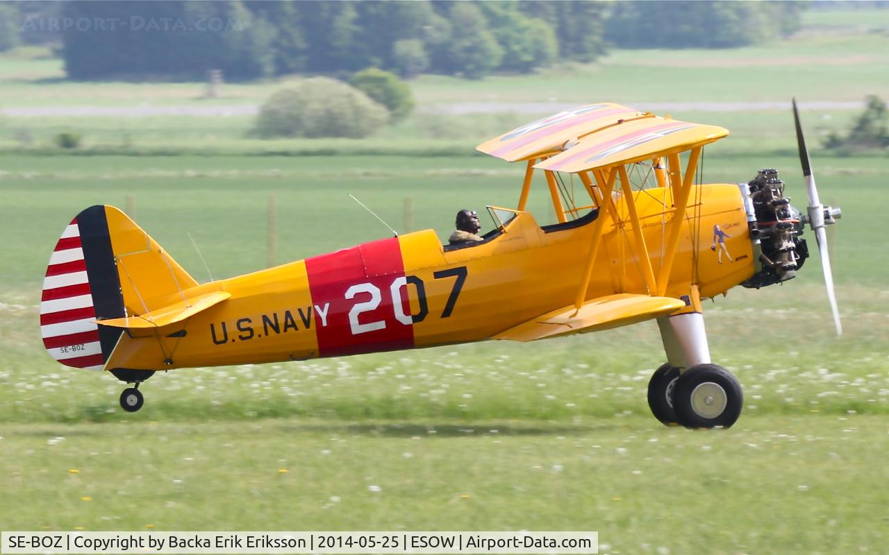 SE-BOZ, 1941 Boeing PT-13B Kaydet (A75) C/N 75-294, Västerås RollOut Airshow 2014.