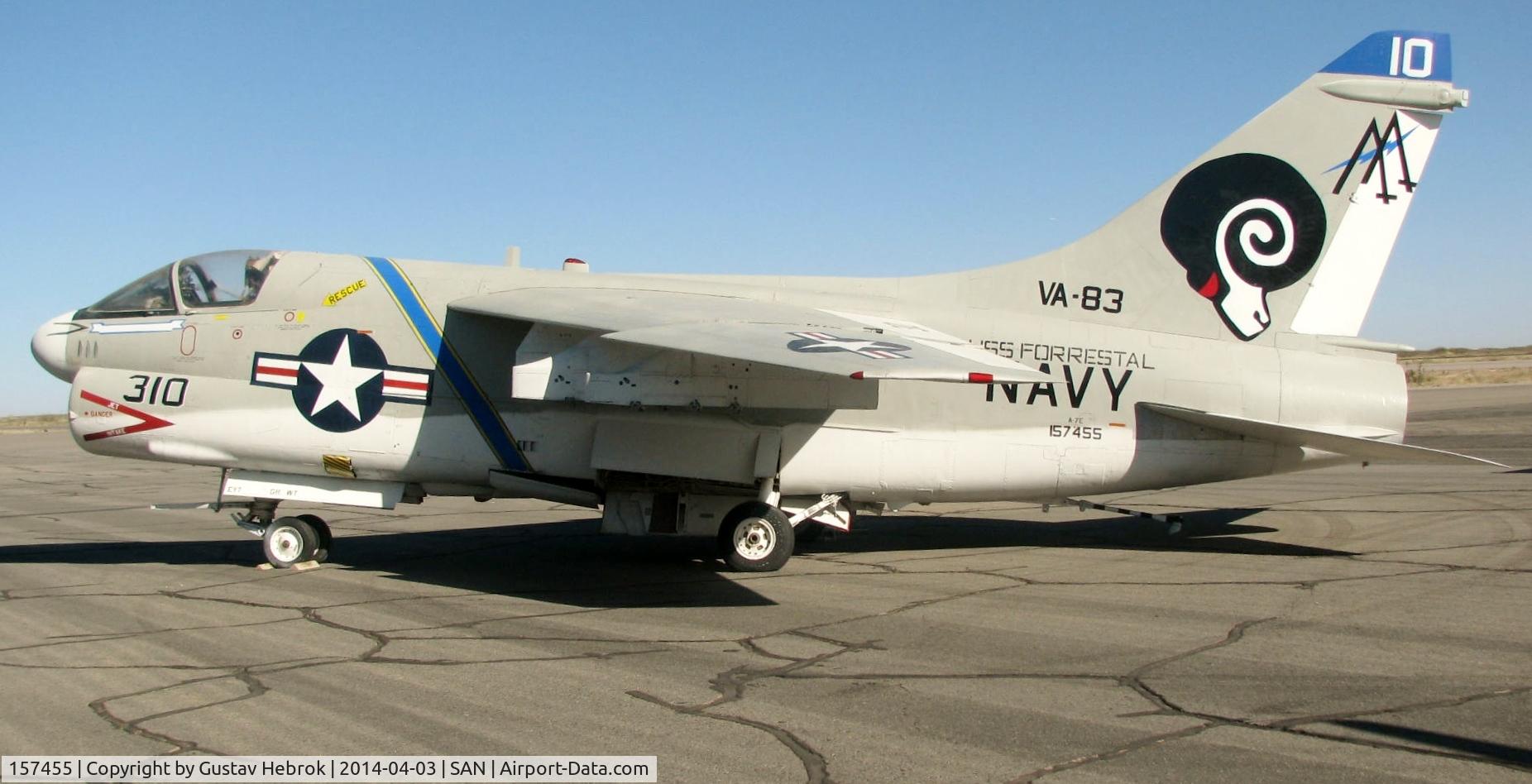 157455, LTV A-7E Corsair II C/N E-178, Aircraft was repainted in 2013 in the colors of its first deployment with VA-83.
