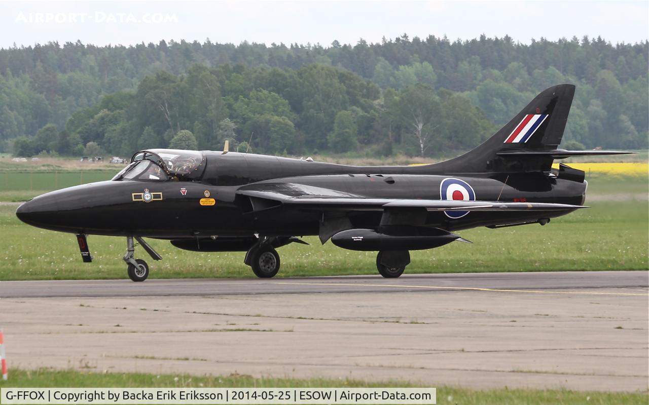 G-FFOX, 1955 Hawker Hunter T.7B C/N 41H-670792, Västerås RollOut Airshow 2014.