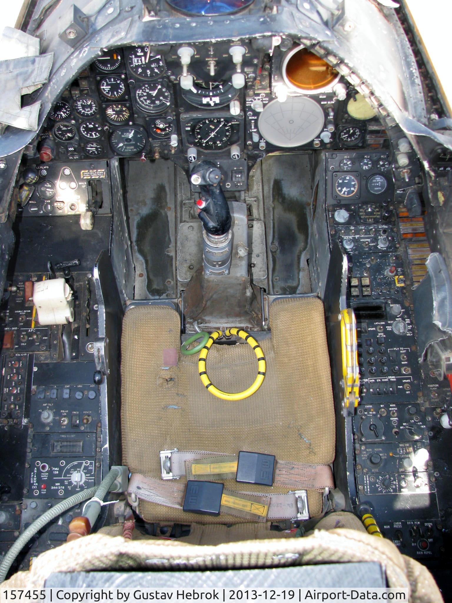 157455, LTV A-7E Corsair II C/N E-178, Cockpit of 157455 as it looks after restoration (some console panels are still missing, blank plates installed)