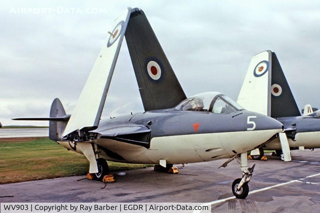WV903, 1955 Hawker Sea Hawk FGA.6 C/N 6118, WV903   Hawker Sea Hawk FGA.4 [AW.6118] (Royal Navy) RNAS Culdrose~G 16/09/1976. From a slide.