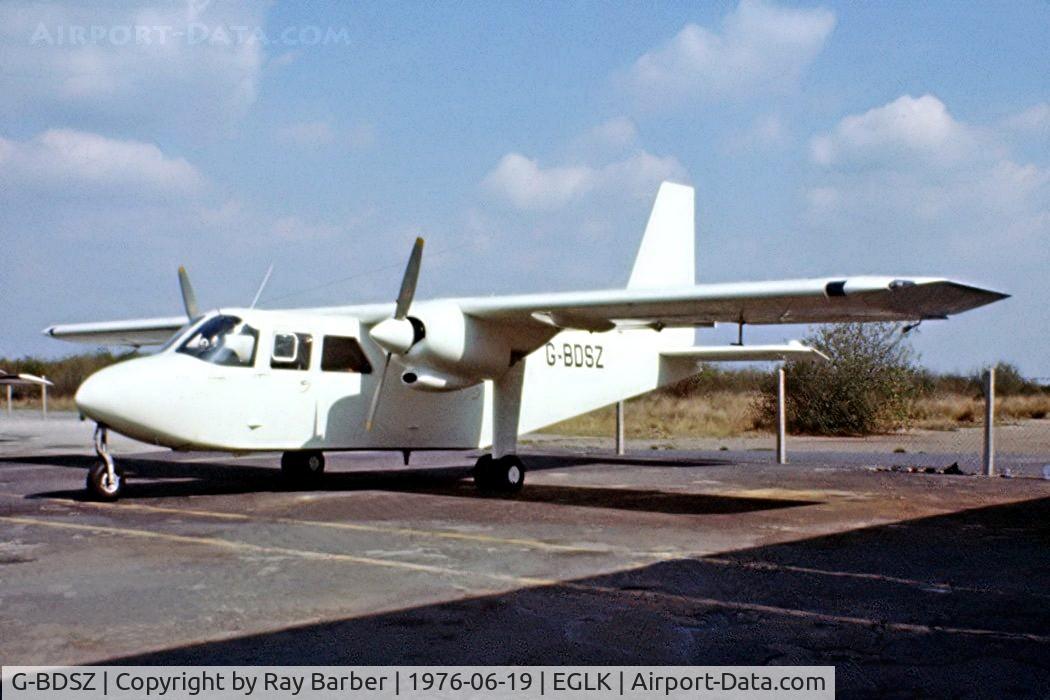 G-BDSZ, 1976 Britten-Norman BN-2A-26 Islander C/N 514, Britten-Norman BN-2A-26 Islander [0514] (Britten Norman) Blackbushe~G 19/06/1976. From a slide.