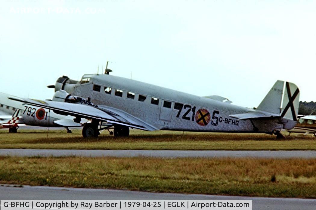 G-BFHG, 1948 Junkers (CASA) 352L (Ju-52) C/N 153, Junkers CASA.352L [155] (Warbirds of Great Britain Ltd) Blackbushe~G 25/04/1979. From a slide.