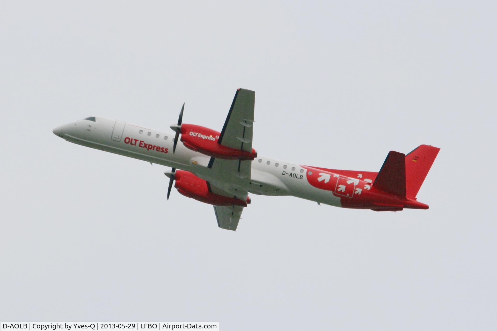 D-AOLB, 1994 Saab 2000 C/N 2000-005, Saab 2000 - OLT  Express Germany, Take-off Rwy 32L, Toulouse Blagnac Airport (LFBO-TLS)