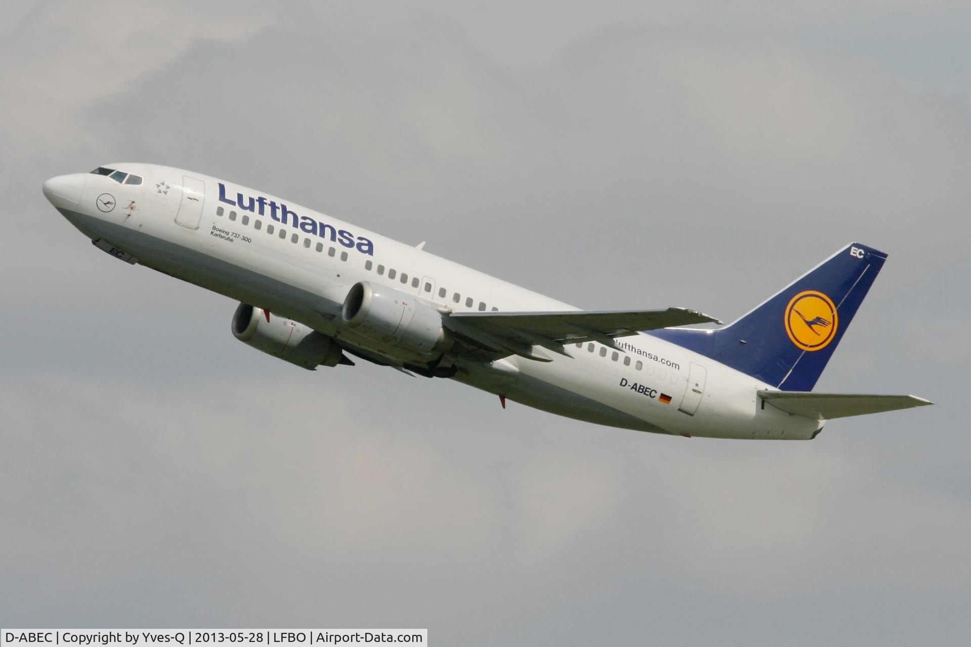 D-ABEC, 1991 Boeing 737-330 C/N 25149, Boeing 737-330, Take-off Rwy 32L, Toulouse Blagnac Airport (LFBO-TLS)
