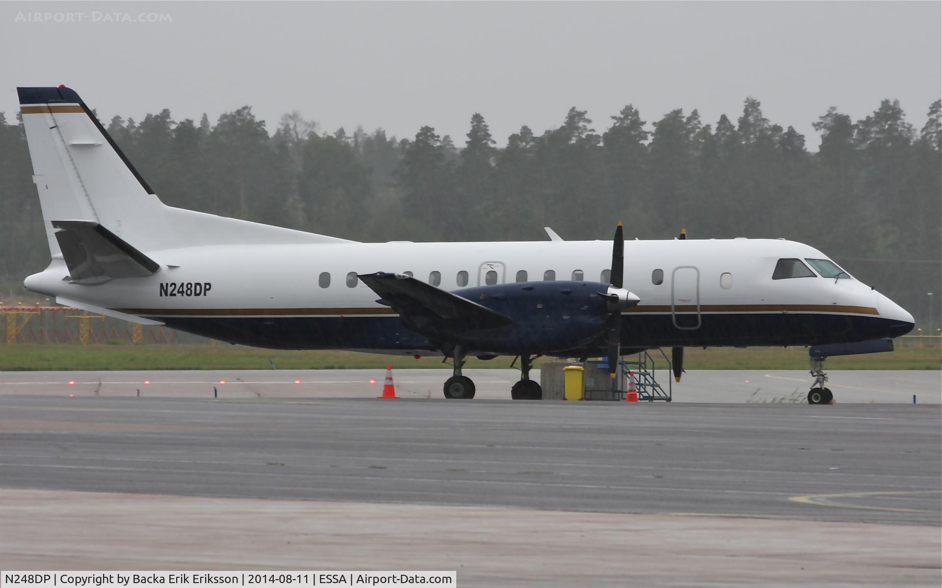 N248DP, 1991 Saab 340B C/N 340B-248, Parked on ramp S. Arrived from Reykjavik the day before.