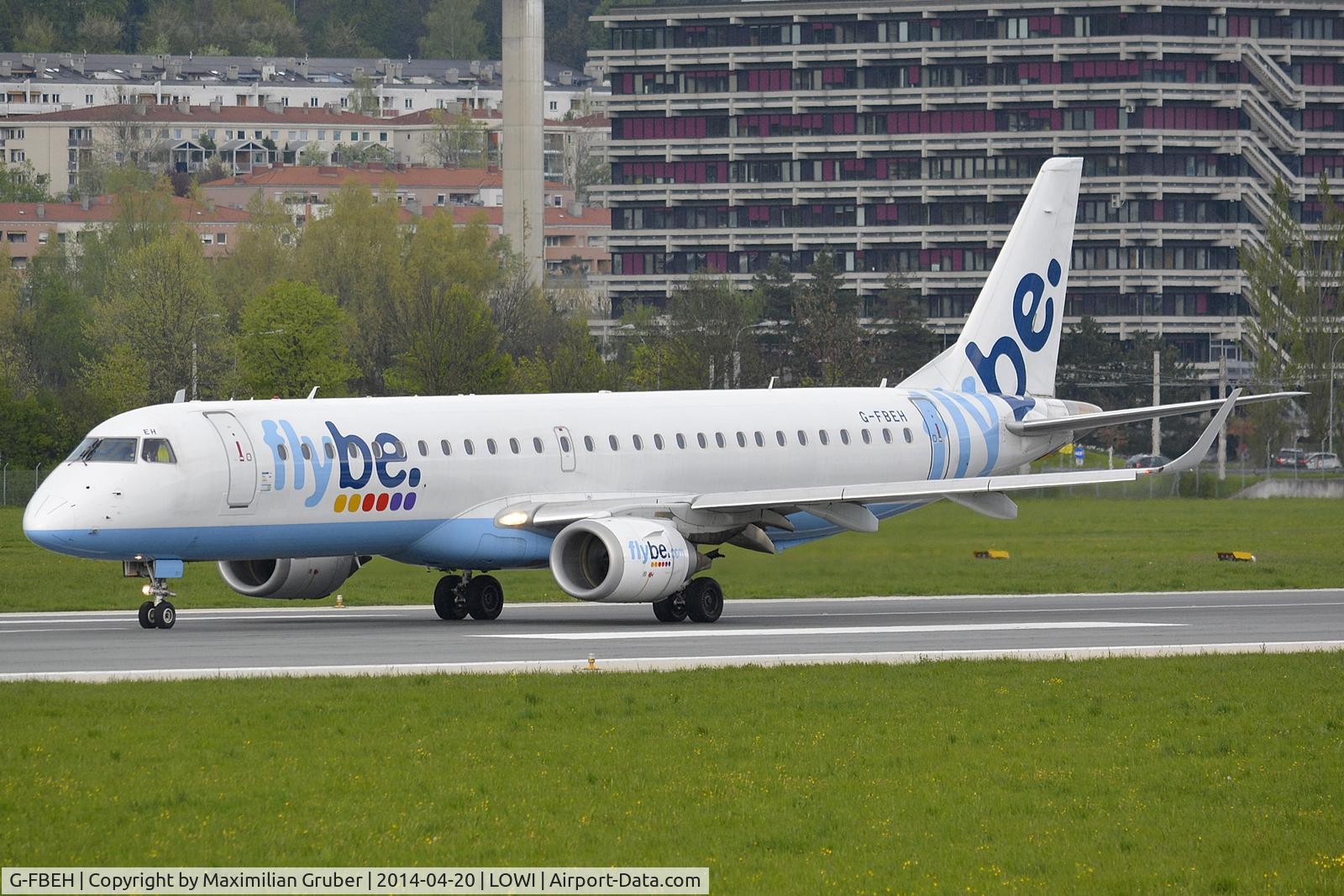 G-FBEH, 2007 Embraer 195LR (ERJ-190-200LR) C/N 19000128, last ever take-off of an Embraer ERJ-195 of FlyBe