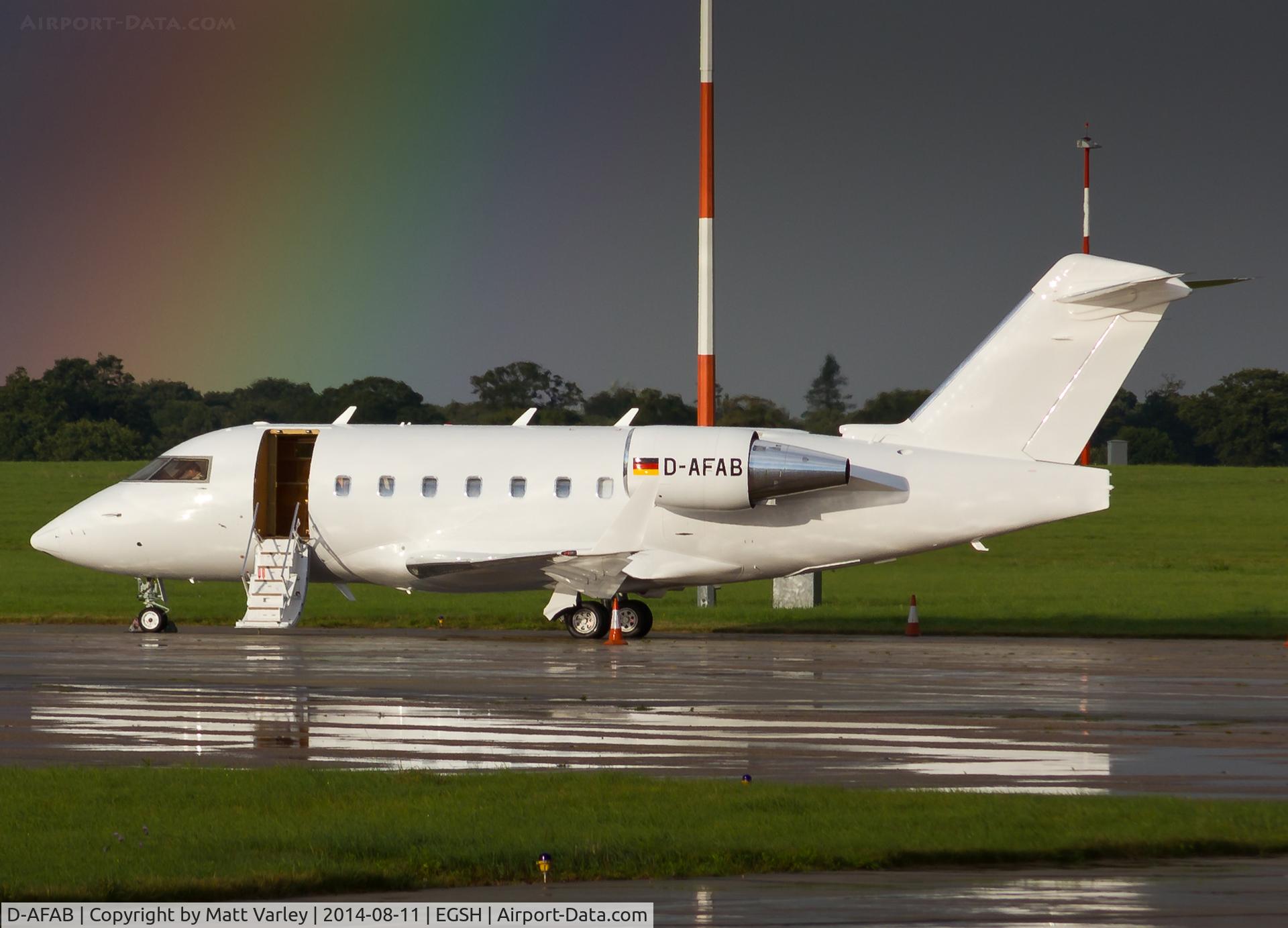 D-AFAB, 1998 Bombardier Challenger 604 (CL-600-2B16) C/N 5378, Sat on stand after a thunderstorm....