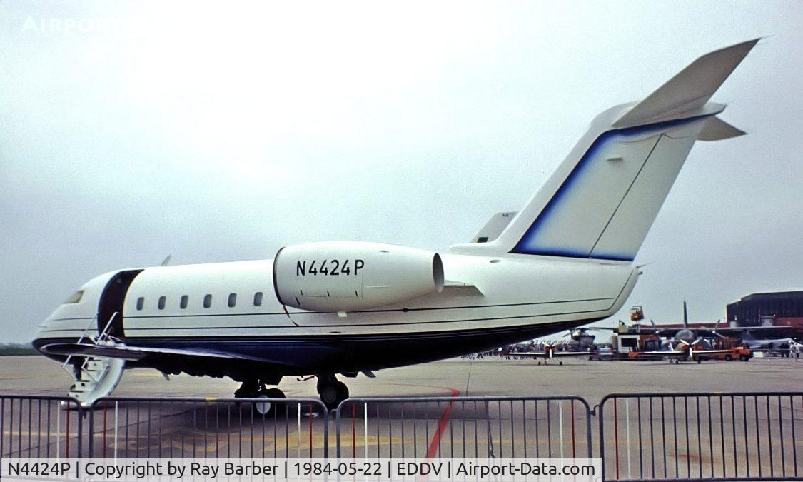 N4424P, 1983 Canadair Challenger 600 (CL-600-1A11) C/N 1053, Canadair 600S Challenger [1053] Hannover~D 22/05/1984. From a slide.