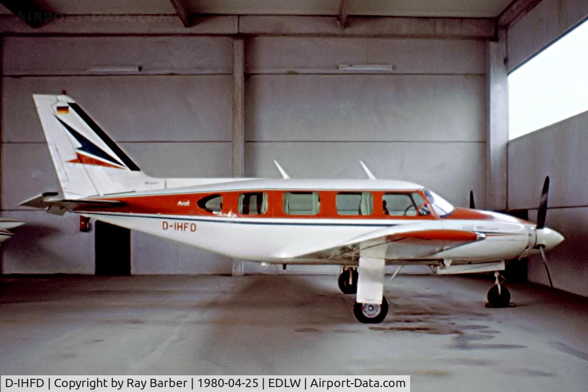 D-IHFD, Piper PA-31-310 Navajo Navajo C/N 31-651, Piper PA-31-310 Navajo [ 31-651] Dortmund~D 25/04/1980. From a slide.