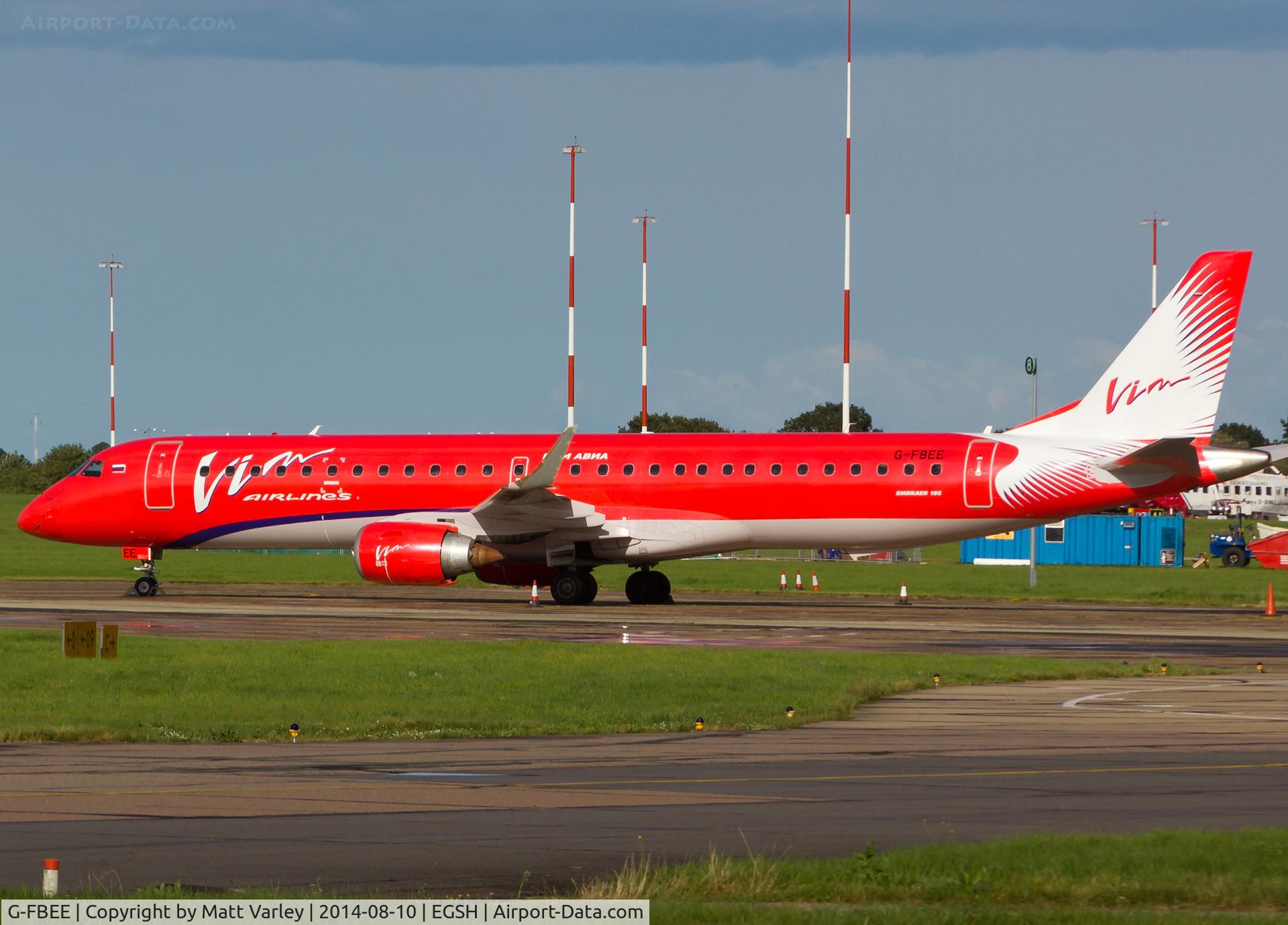 G-FBEE, 2007 Embraer 195LR (ERJ-190-200LR) C/N 19000093, Sat on stand at NWI in Vim's new C/S....