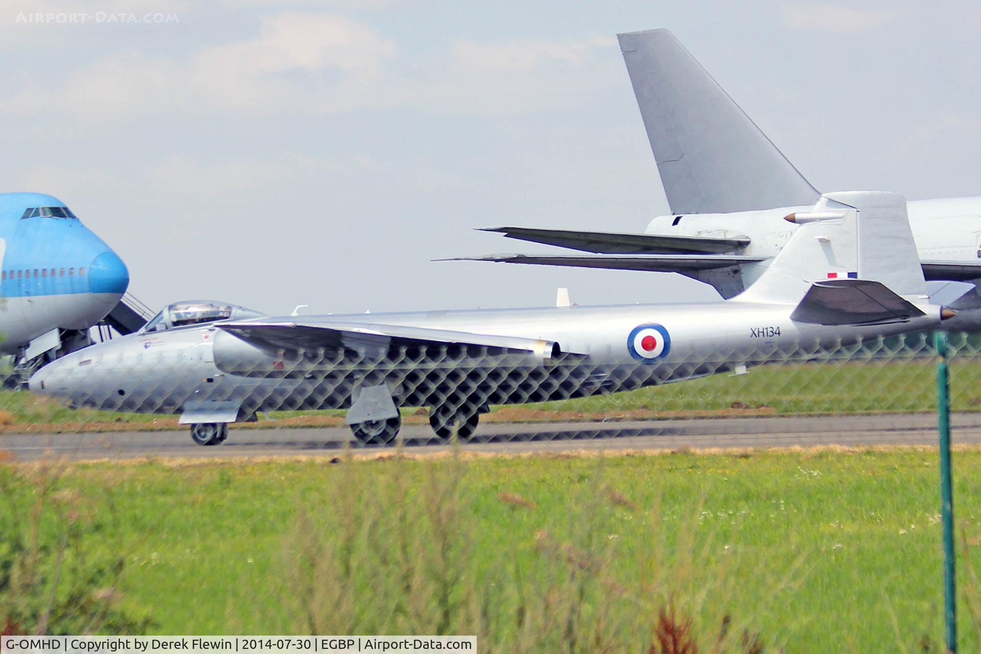 G-OMHD, 1959 English Electric Canberra PR.9 C/N SH1724, Canberra PR.9, Midair Squadron, previously XH134, seen prior to takeoff on runway 27 at Kemble Airport, this ac is the only air-worthy Canberra of its type in the world.    