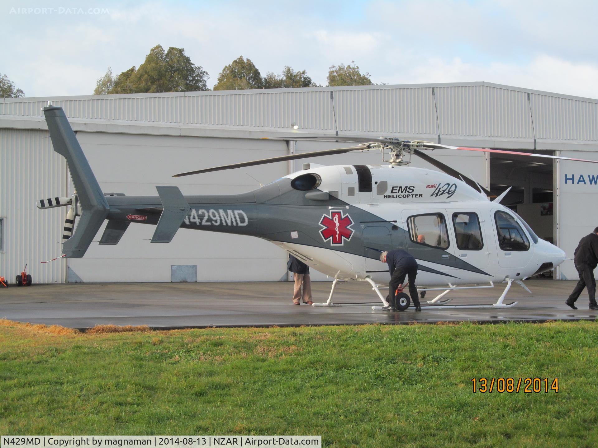 N429MD, 2013 Bell 429 GlobalRanger C/N 57128, ON demo at Ardmore - outside Hawker Pacific