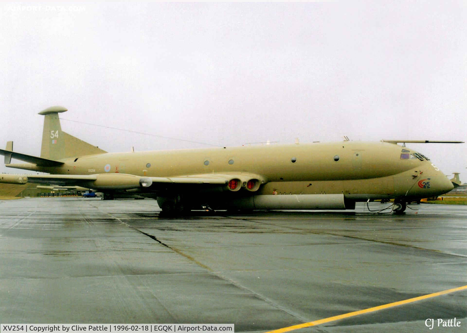 XV254, Hawker Siddeley Nimrod MR.2 C/N 8029, Scanned from print - Nimrod MR.2 XV254 at RAF Kinloss (EGQK) Feb 1996.