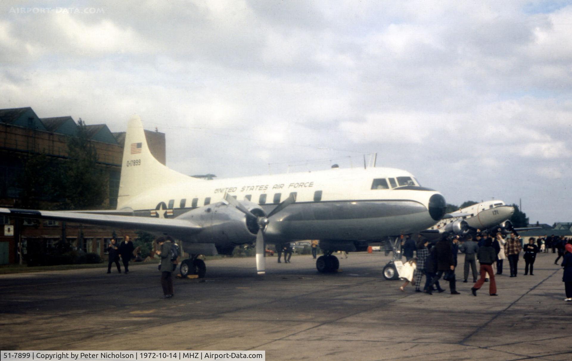 51-7899, 1951 Convair VT-29B C/N 240-311, Convair VT-29B of 513rd Tactical Airlift Wing on display at the 1972 RAF Mildenhall Air Fete.