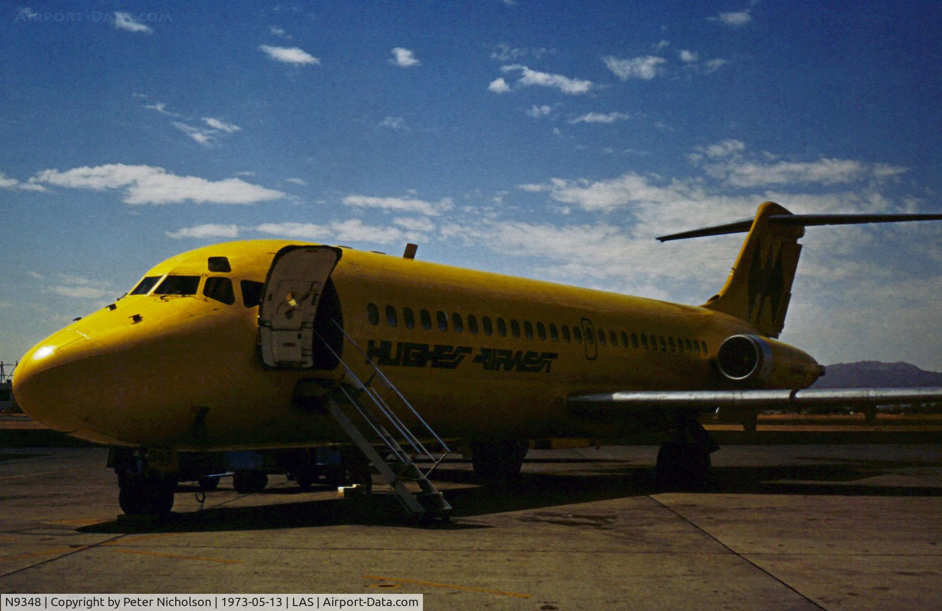 N9348, 1967 Douglas DC-9-15 C/N 45787, DC-9-15 of Hughes Airwest as seen at Las Vegas in May 1973.