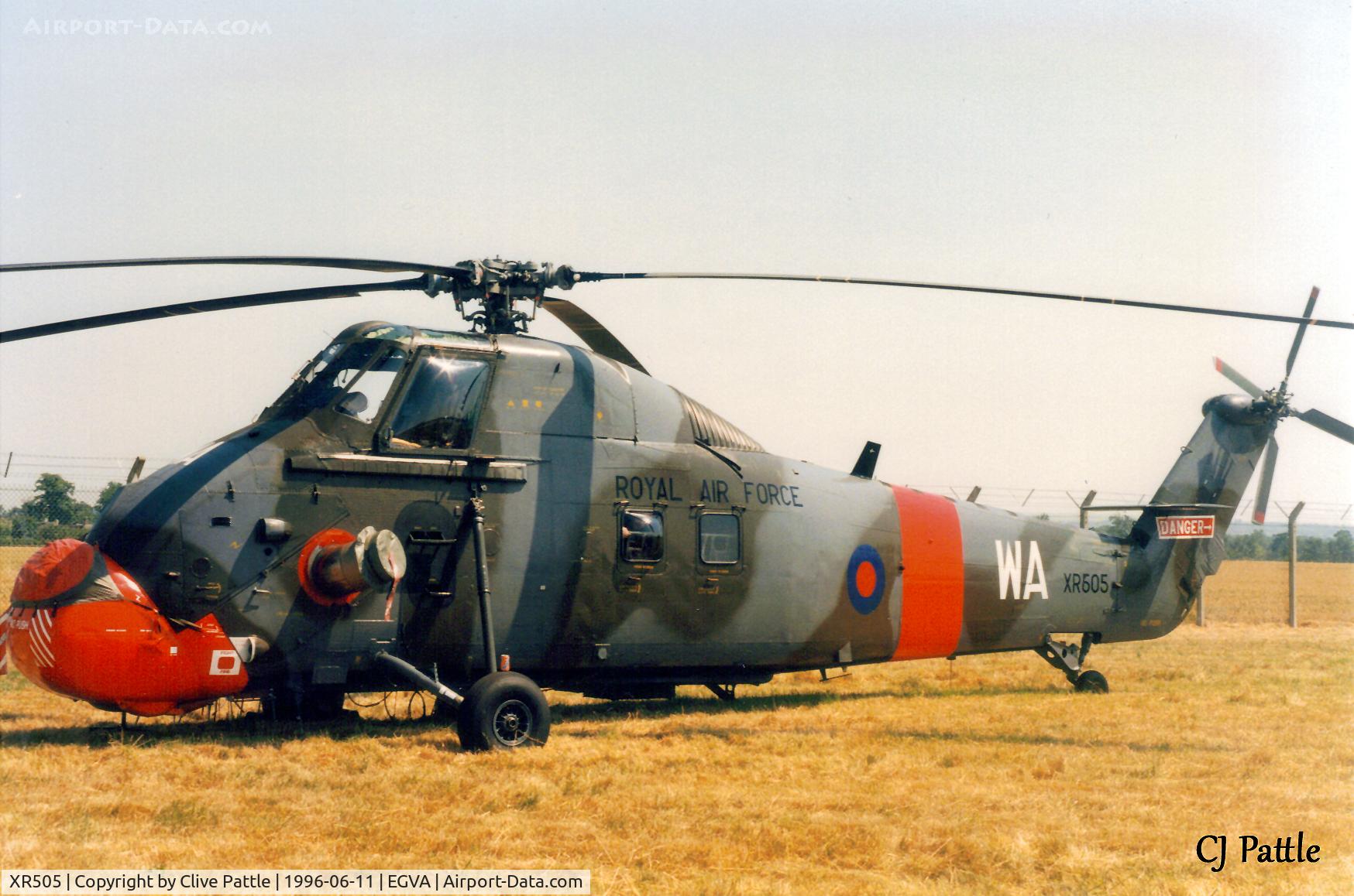 XR505, 1963 Westland Wessex HC.2 C/N WA130, Scanned from print- Wessex HC.2 XR505 coded WA of 2 FTS at RAF Shawbury (EGOS) seen at RIAT Fairford Jul 1996