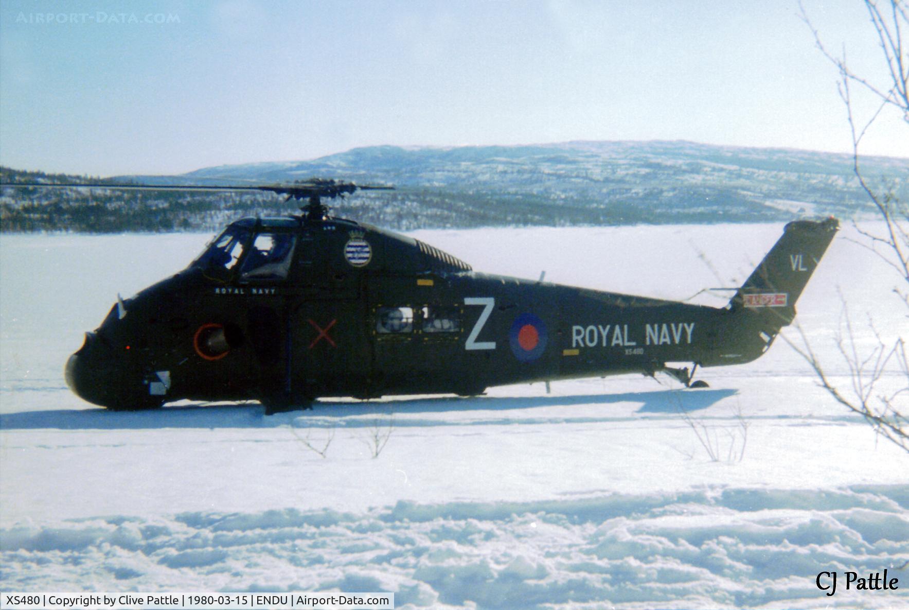 XS480, 1963 Westland Wessex HU.5 C/N WA154, Scanned from print. 845 NAS Wessex HU.5 XS480 coded VL-Z pictured on ops in Norway flying from RNoAF Bardufoss (ENDU). This a/c destroyed Falklands War  May '82 on MV Atlantic Conveyor when ship sunk by exocet. Red Cross show 'Red' in Red v Blue Exercise.