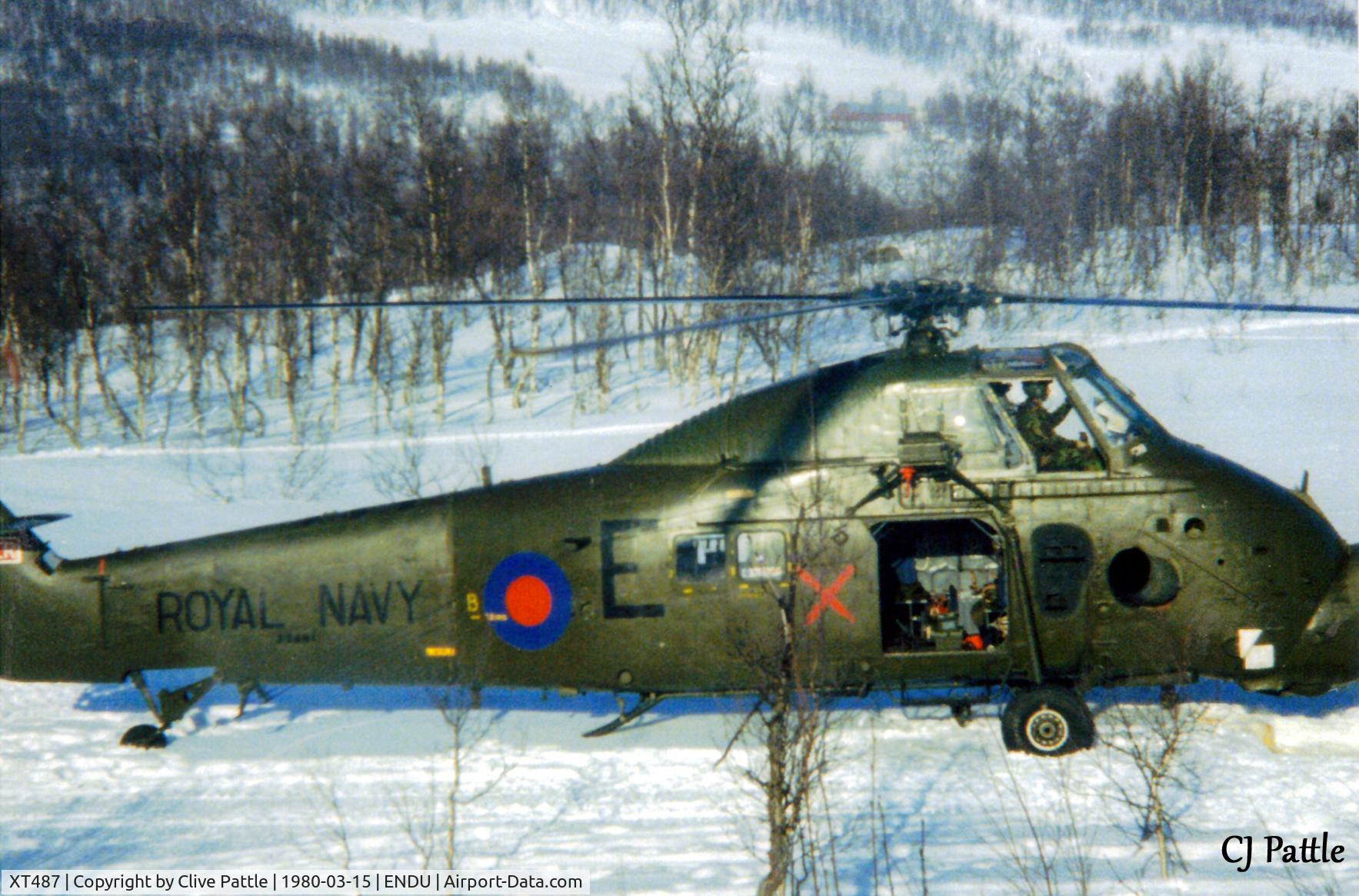 XT487, 1966 Westland Wessex HU.5 C/N WA309, Scanned from print - apols for cropped pic - Wessex HU.5 XT487 coded E of 845 NAS based at RNAS Yeovilton, on Exercise Clockwork '80 in Norway, March 1980. Red cross indicates assigned to Red forces in Red versus Blue Exercise.