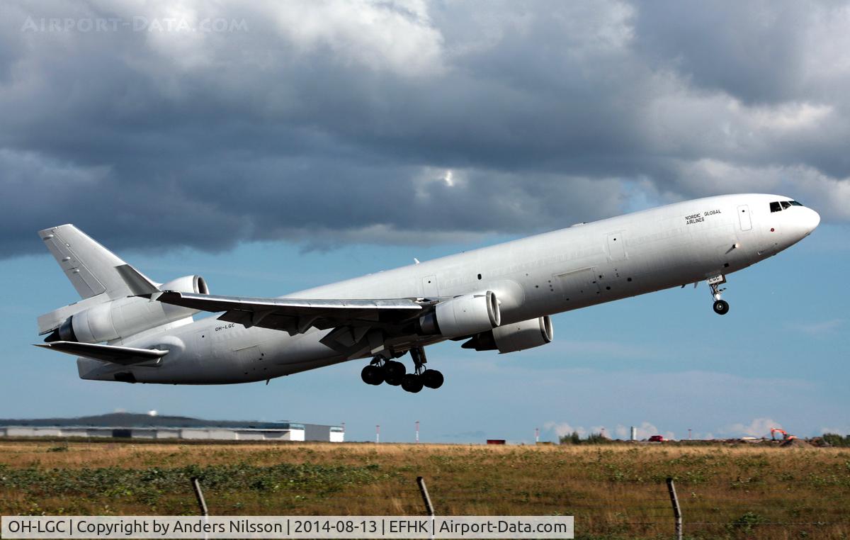 OH-LGC, 1992 McDonnell Douglas MD-11 C/N 48512, Departing runway 22R for Novosibirsk.