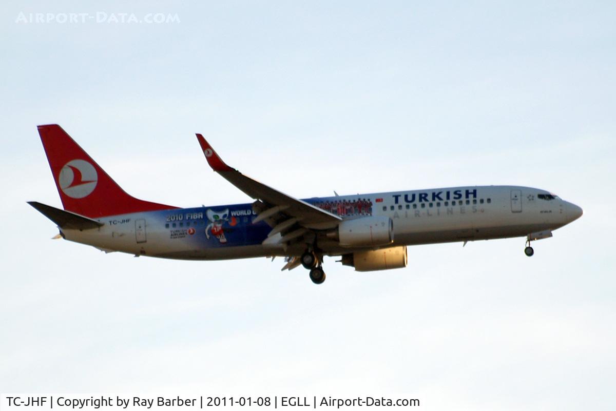 TC-JHF, 2008 Boeing 737-8F2 C/N 35745, Boeing 737-8F2 [35745] (THY Turkish Airlines) Home~G 08/01/2011. On approach 27L wearing 