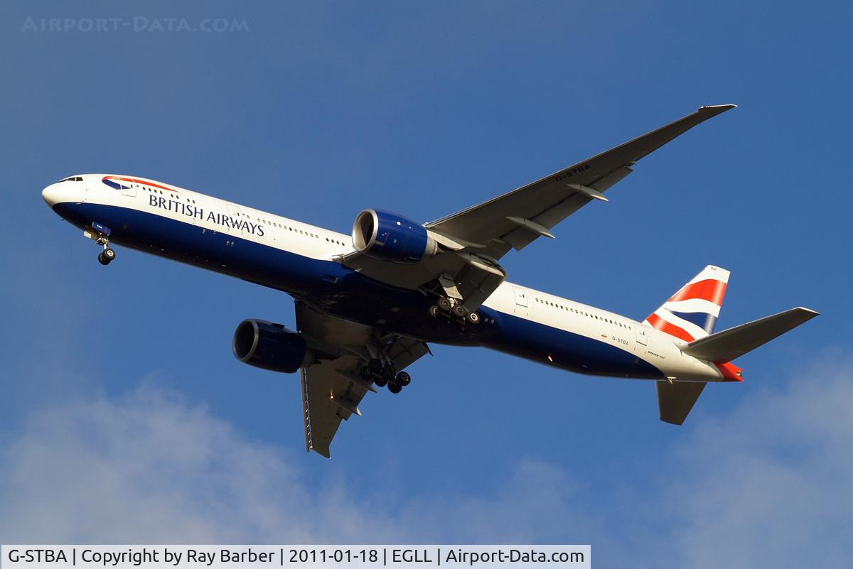 G-STBA, 2010 Boeing 777-336/ER C/N 40542, G-STBA   Boeing 777-336ER [40542] (British Airways) Home~G 18/01/2011. On approach 27R.