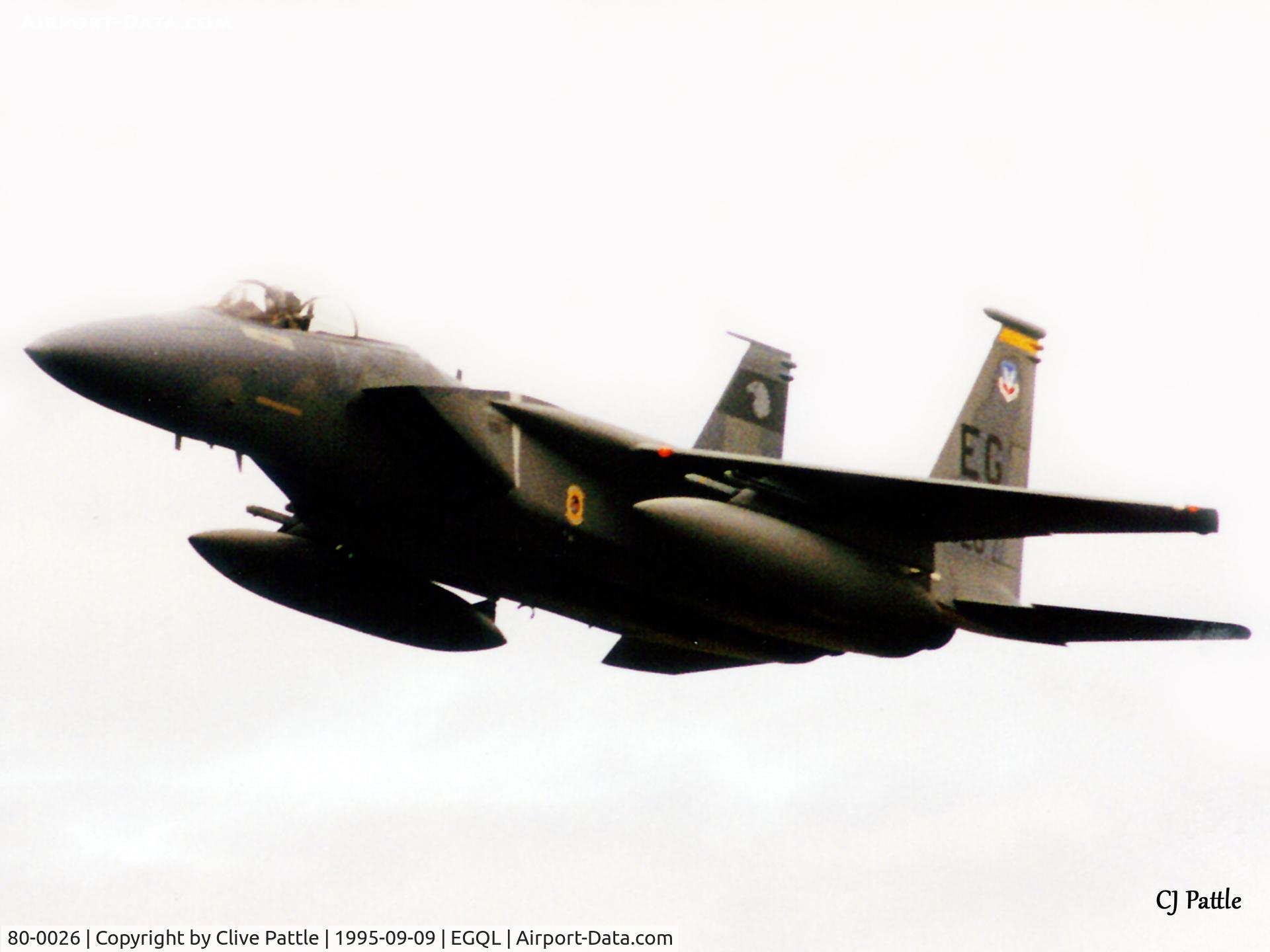 80-0026, McDonnell Douglas F-15C Eagle C/N 0672/C175, Scanned from print - F-15C 80-0026/EG 33FW USAF does a run and break before landing at RAF Leuchars BoB day in '95