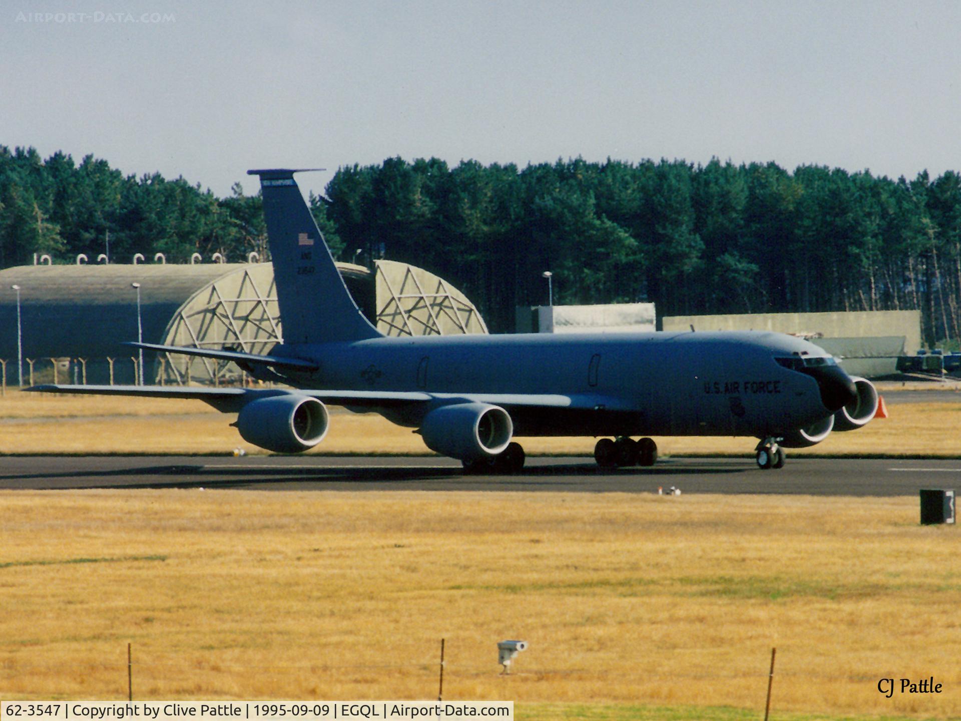 62-3547, 1963 Boeing KC-135R Stratotanker C/N 18530, Scanned from print - KC135R 62-3547 of USAF 133 ARW New Hampshire ANG arriving at RAF Leuchars for the BoB Airshow '95