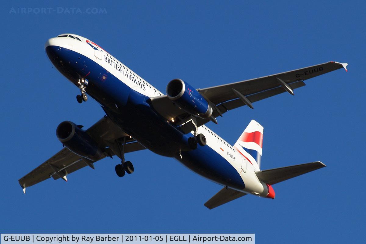 G-EUUB, 2002 Airbus A320-232 C/N 1689, Airbus A320-232 [1689] (British Airways) Heathrow~G 05/01/2011. On approach 27R.