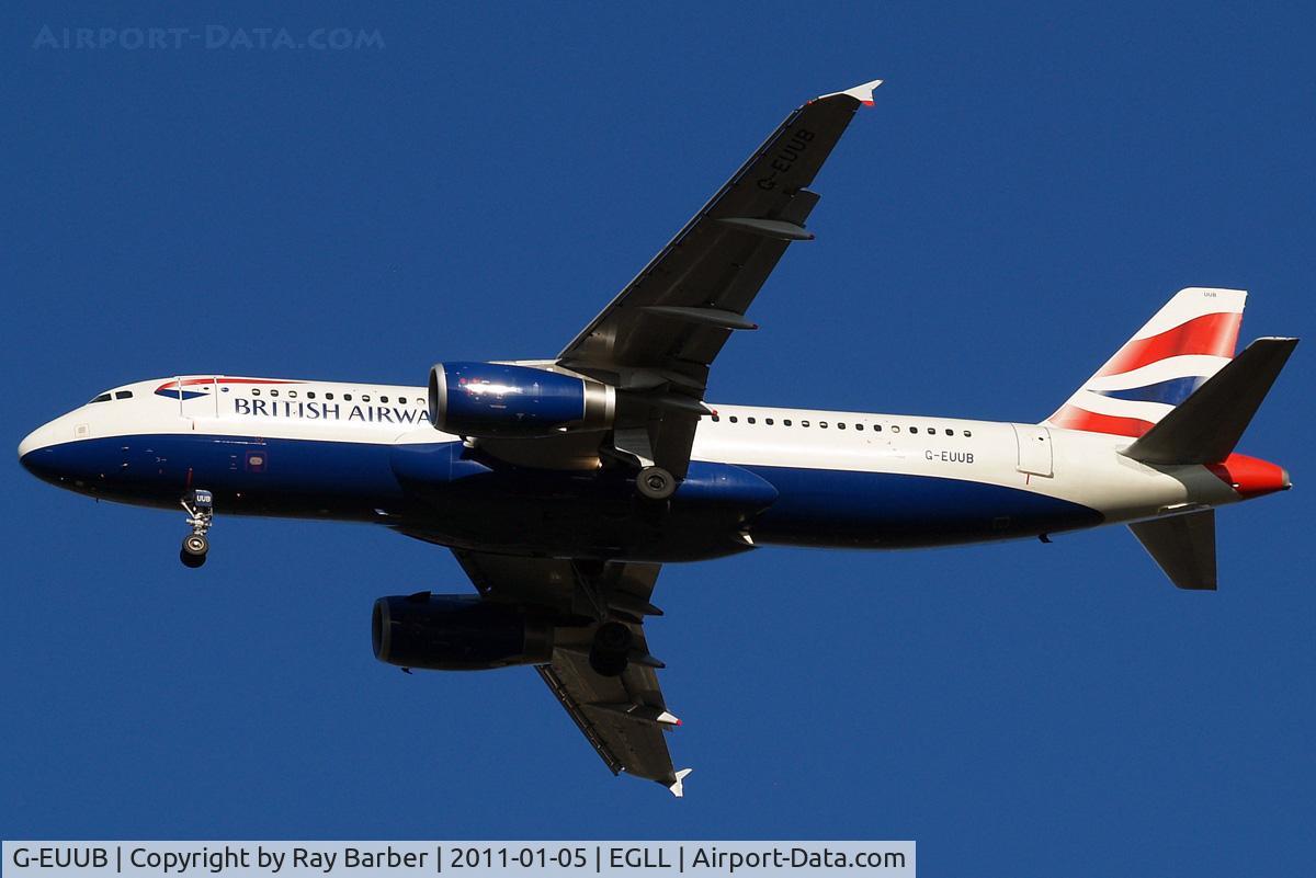 G-EUUB, 2002 Airbus A320-232 C/N 1689, Airbus A320-232 [1689] (British Airways) Heathrow~G 05/01/2011. On approach 27R.