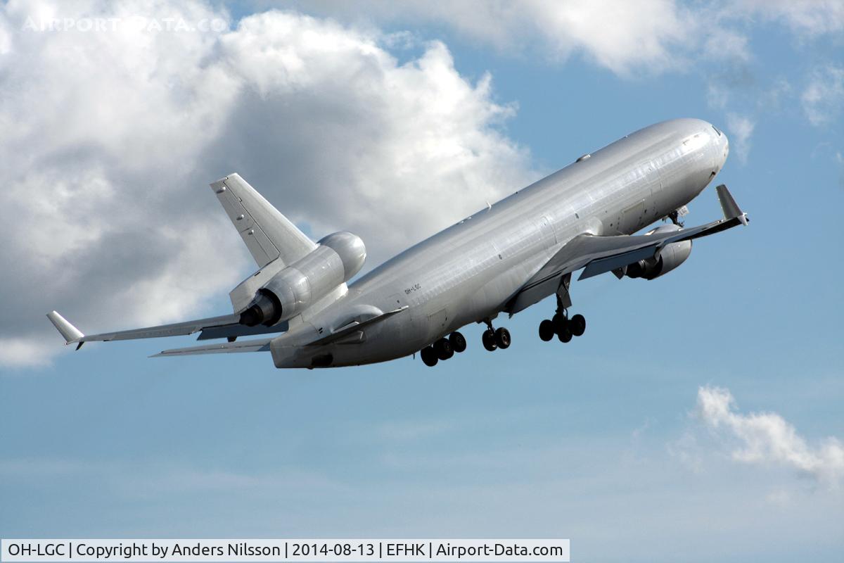 OH-LGC, 1992 McDonnell Douglas MD-11 C/N 48512, Departing runway 22R.