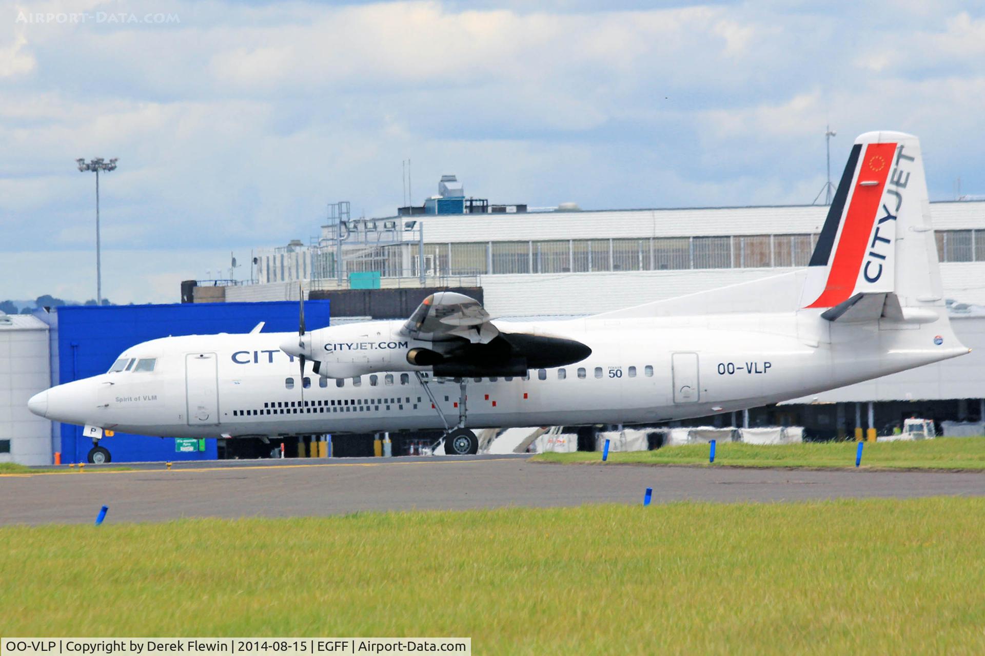 OO-VLP, 1991 Fokker 50 C/N 20209, London City based, Fokker F50, call sign City Ireland 01B, seen landing on runway 30 at EGFF, out of Edinburgh.