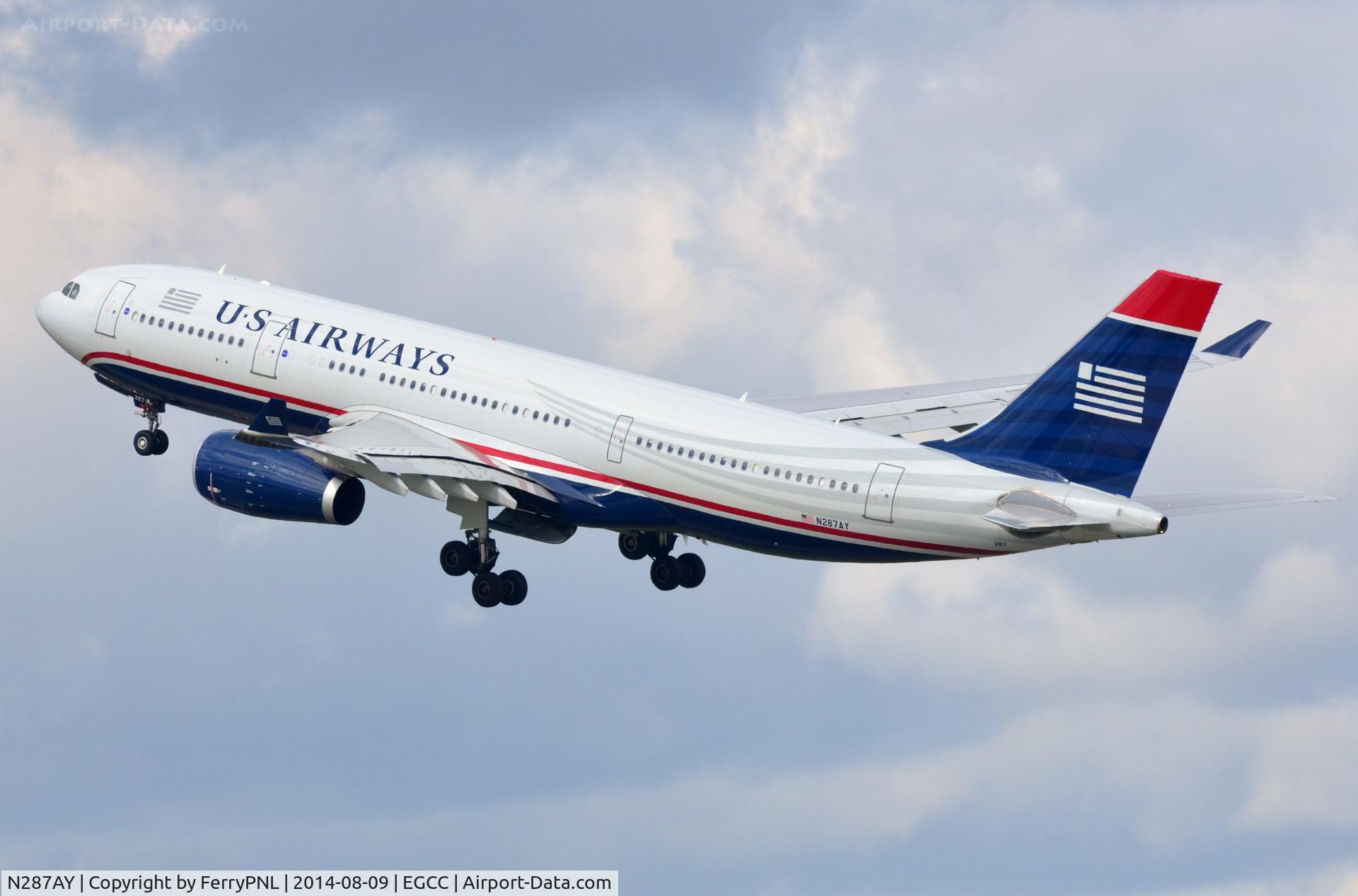 N287AY, 2013 Airbus A330-243 C/N 1417, USAir A332 lifting-off in MAN