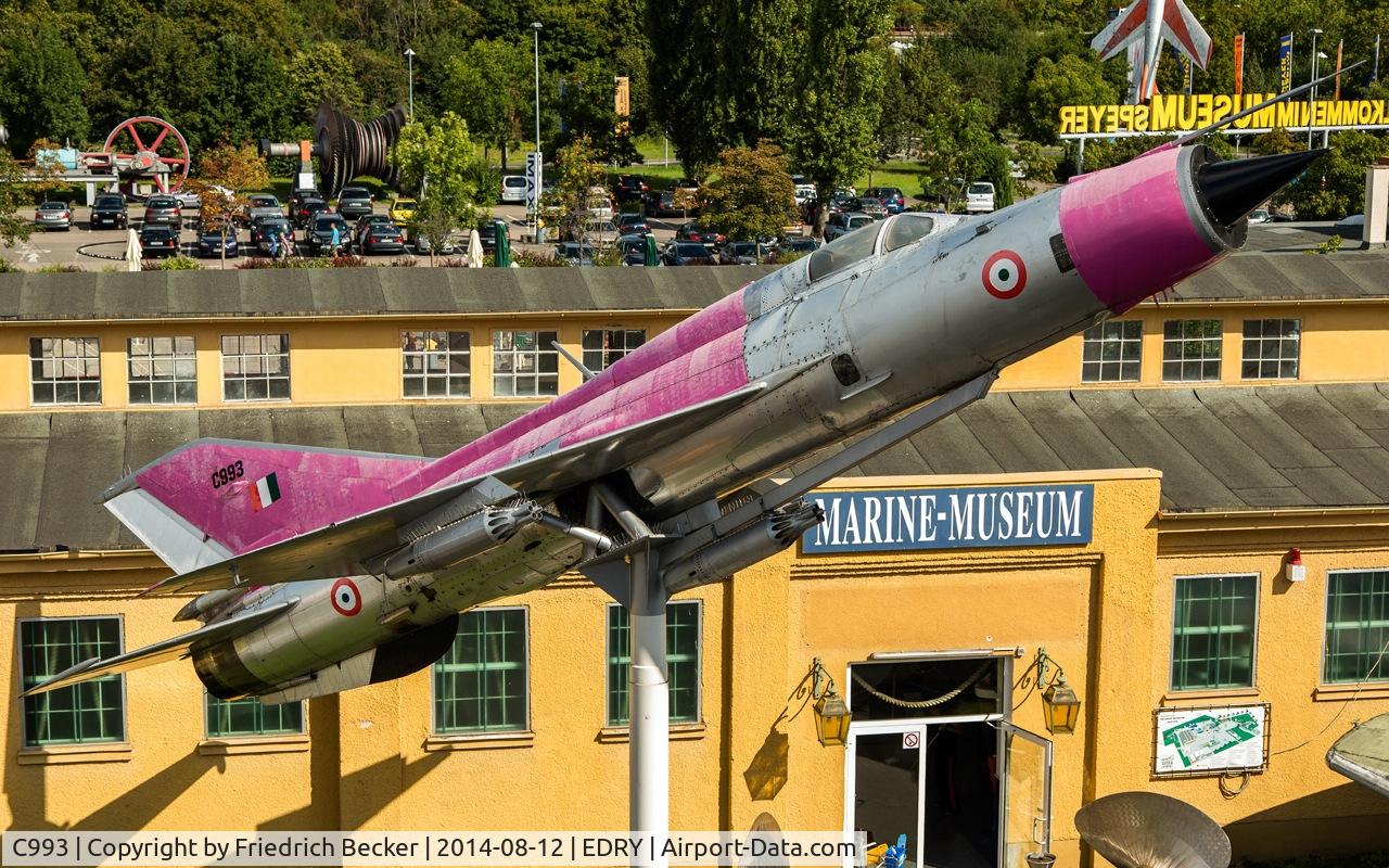 C993, 1966 Mikoyan-Gurevich MiG-21SPS C/N 94A4301, MiG-21SPS on the pole at Technikmuseum Speyer