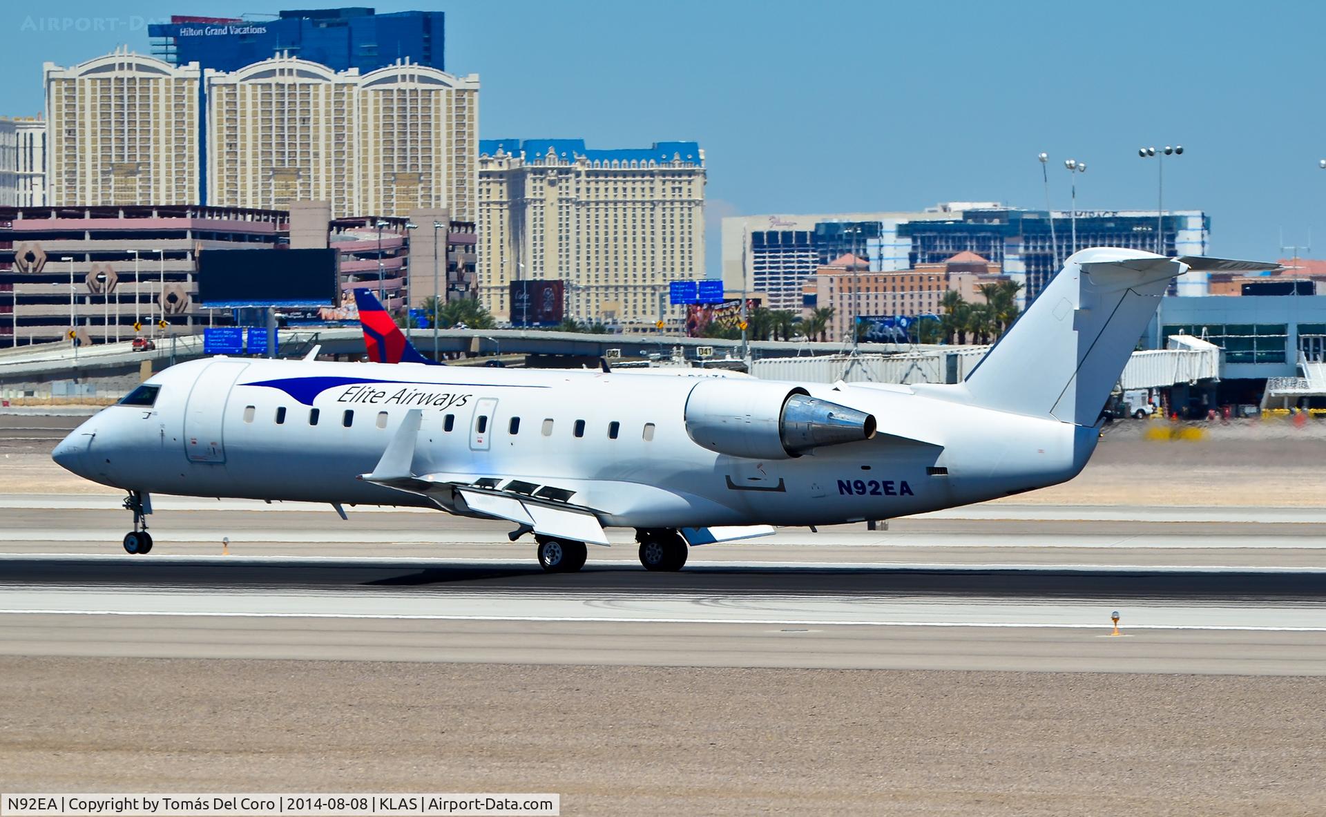 N92EA, 2002 Bombardier CRJ-200ER (CL-600-2B19) C/N 7732, N92EA Elite Airways 2002 Canadair CL-600-2B19 Regional Jet CRJ-200ER - cn 7732

Las Vegas - McCarran International Airport (LAS / KLAS)
USA - Nevada August 8, 2014
Photo: Tomás Del Coro
Ex Iberia Regional-Air Nostrum EC-IKZ