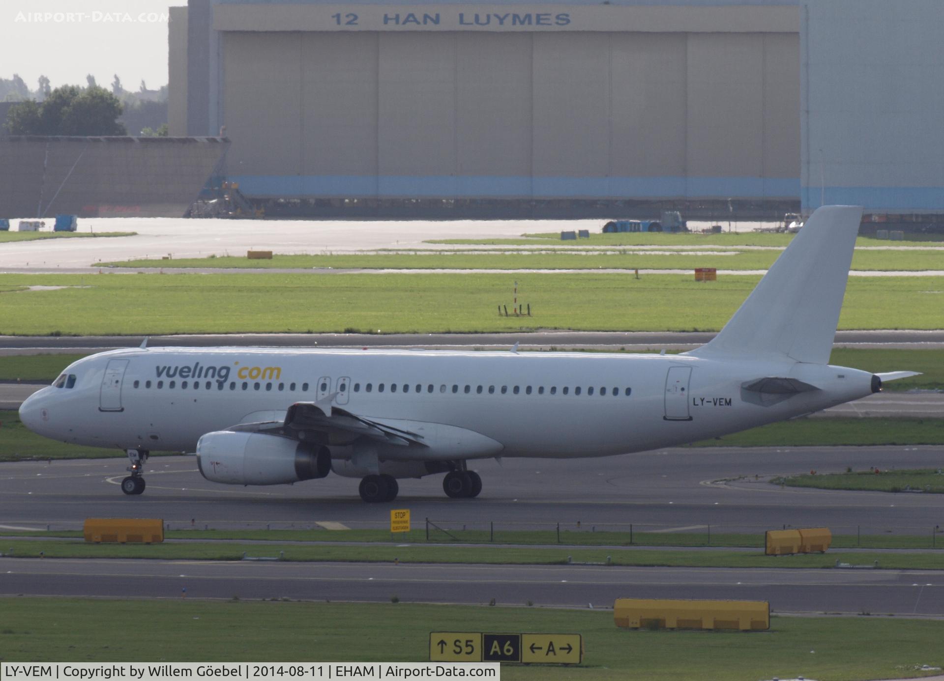 LY-VEM, 1997 Airbus A320-233 C/N 747, Taxi to runway 24 of Schiphol Airport. (In Vueling colours)