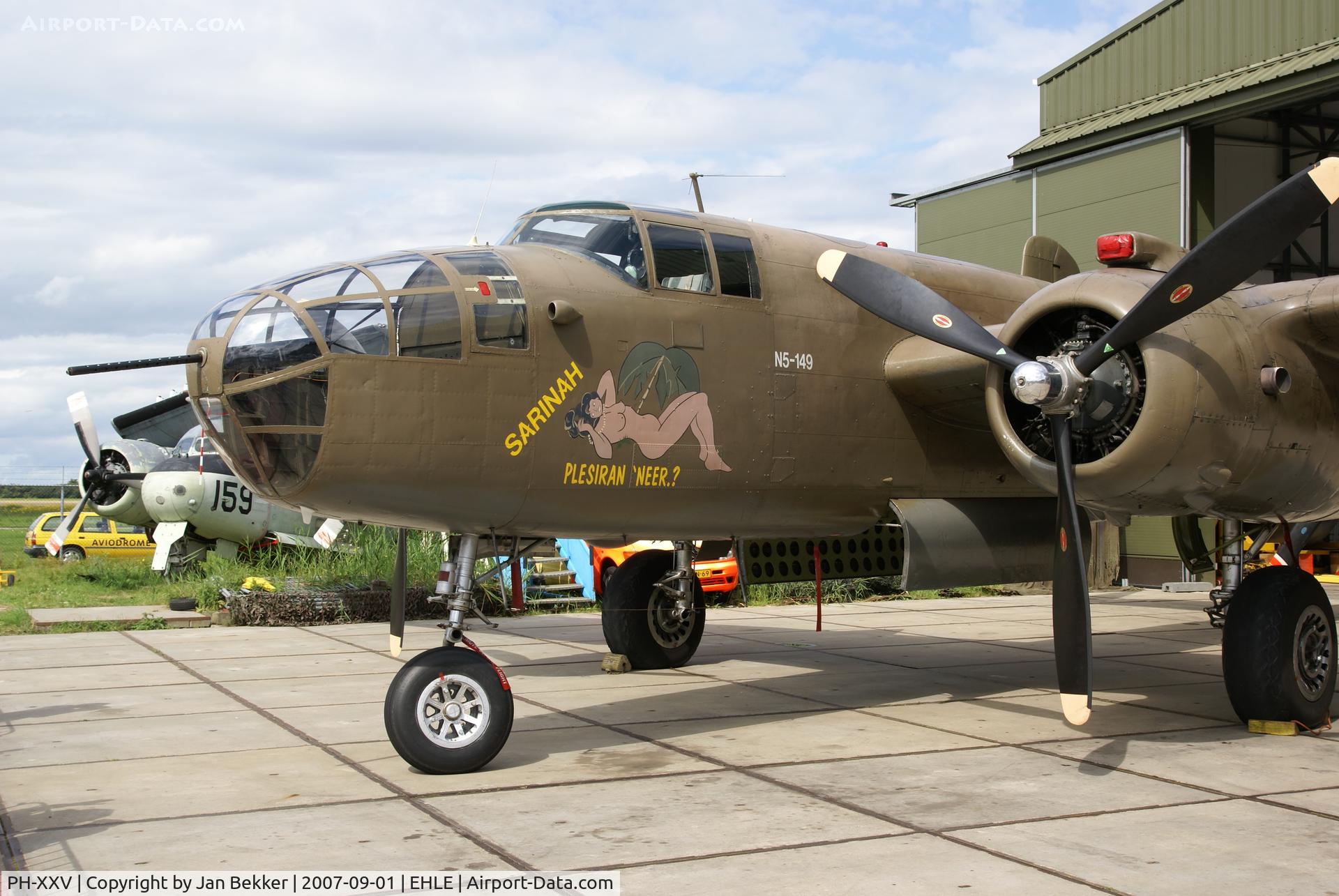 PH-XXV, 1944 North American B-25N Mitchell C/N 108-32782, In front of hangar T2 at the Aviodrome