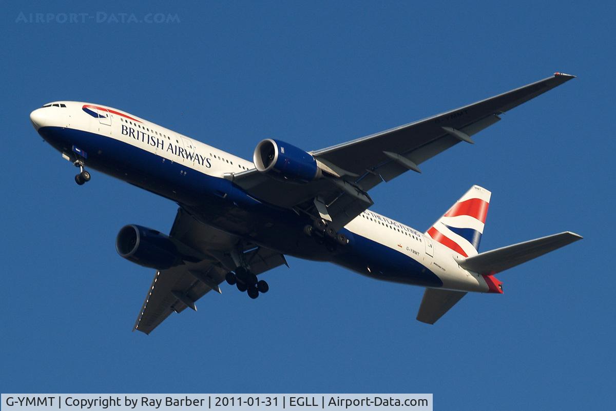 G-YMMT, 2009 Boeing 777-236/ER C/N 36518, Boeing 777-236ER [36518] (British Airways) Home~G 31/01/2011. On approach 27R wearing 