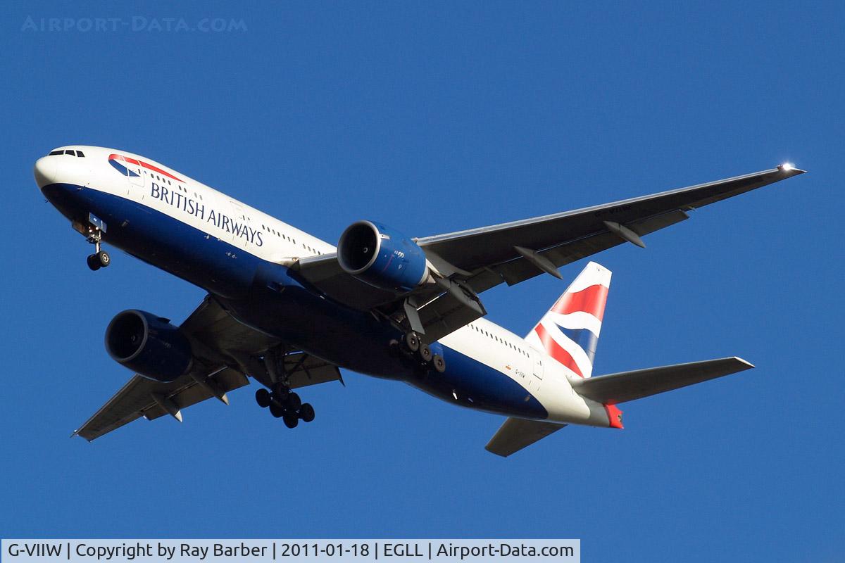 G-VIIW, 1999 Boeing 777-236 C/N 29965, Boeing 777-236ER [29965] (British Airways) Home~G 18/01/2011. On approach 27R.