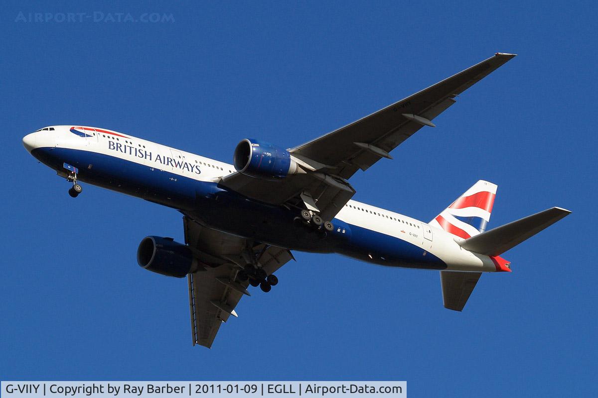 G-VIIY, 1999 Boeing 777-236 C/N 29967, Boeing 777-236ER [29967] (British Airways) Home~G 09/01/2011. On approach 27R.