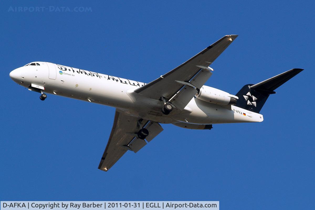 D-AFKA, 1994 Fokker 100 (F-28-0100) C/N 11517, Fokker F-100 [11517] (Contact Air/Lufthansa Regional) Home~G 31/01/2011. On approach 27R.