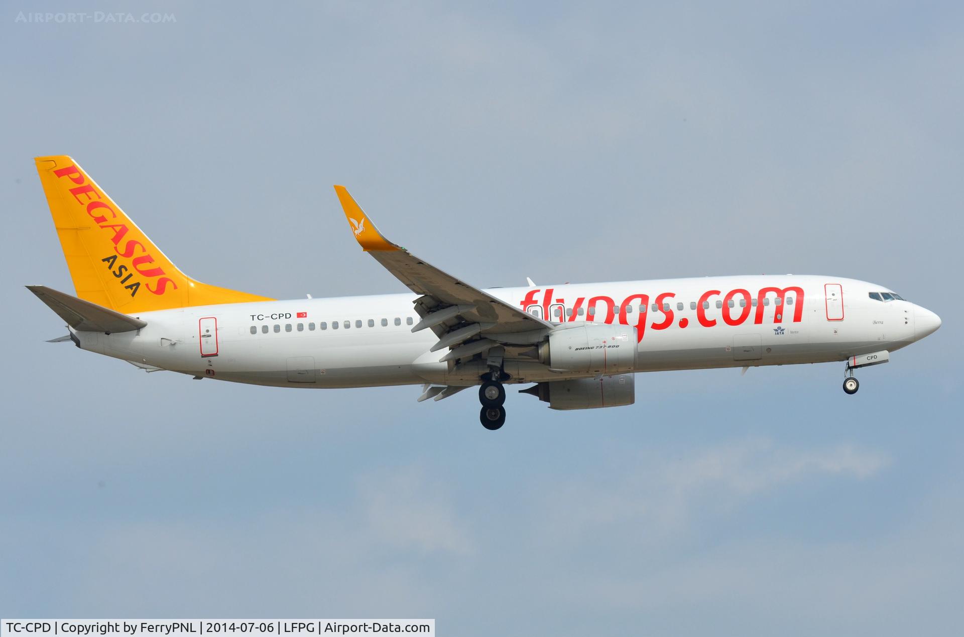 TC-CPD, 2012 Boeing 737-82R C/N 40726, Pegasus B738 arriving in CDG