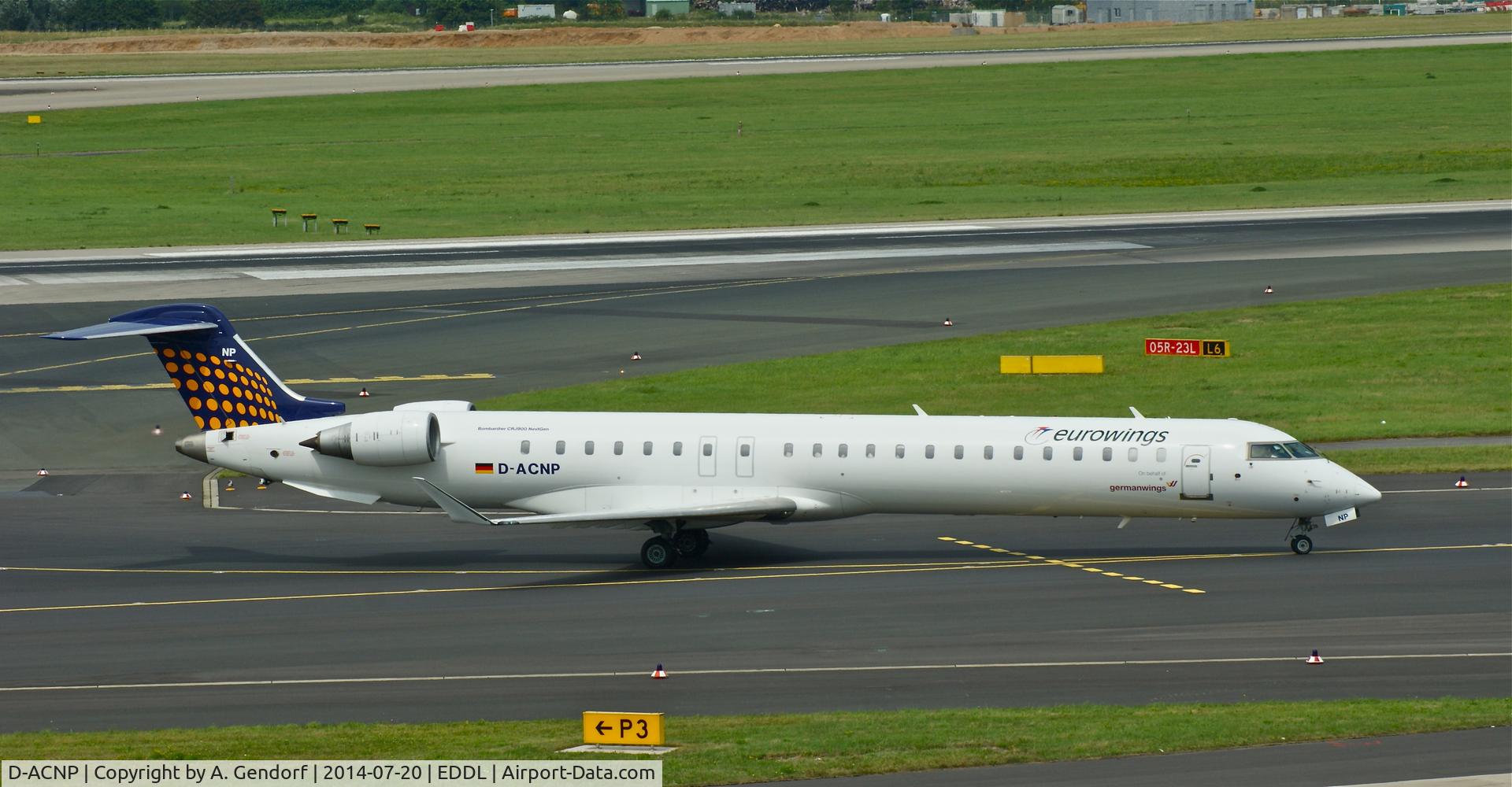 D-ACNP, 2010 Bombardier CRJ-900LR (CL-600-2D24) C/N 15259, Eurowings (Germanwings sticker), is here on the way to the gate, shortly after landing at Düsseldorf Int'l(EDDL)