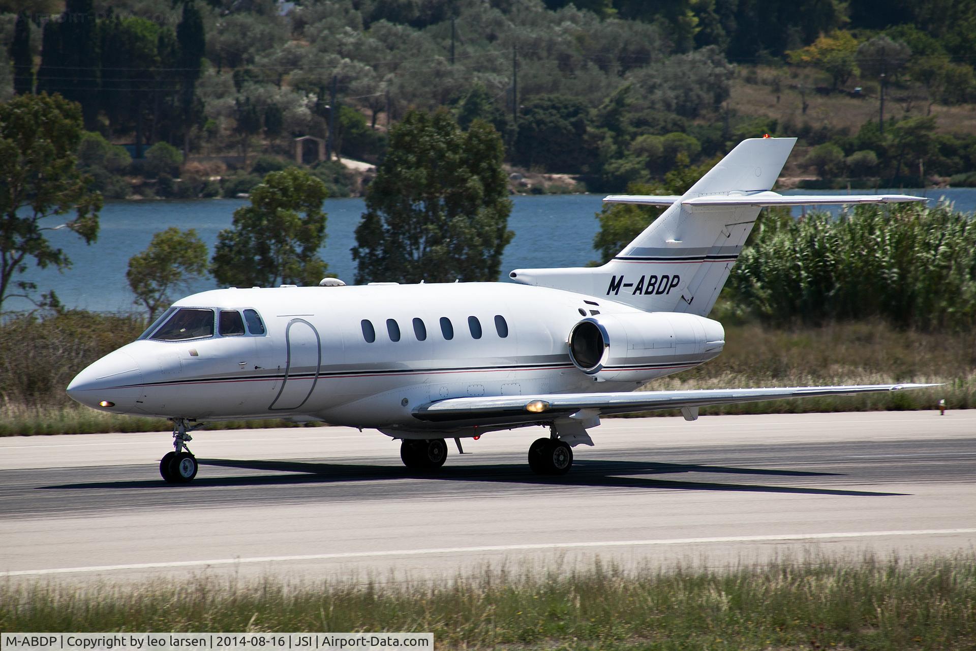 M-ABDP, 2003 Raytheon Hawker 800XP C/N 258609, JSI Skiathos Greece 16.8.14Reg  M-ABDP
