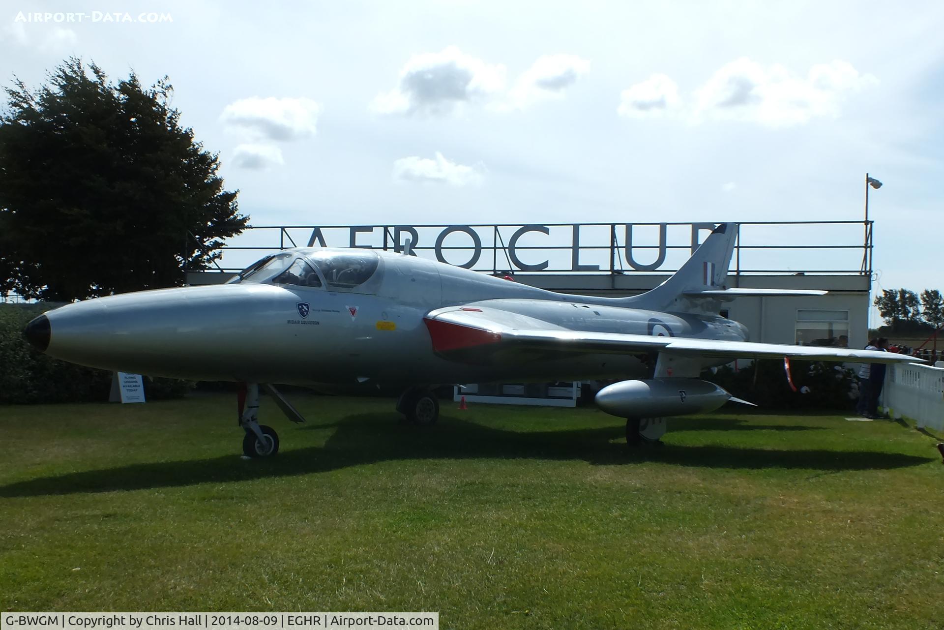 G-BWGM, 1955 Hawker Hunter T.8C C/N HABL-003008, at Goodwood airfield